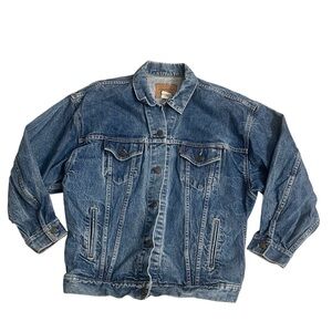 Vtg 80s Levis Trucker Jean Jacket Mens large Blue 77930 Chore USA ORANGE TAB
